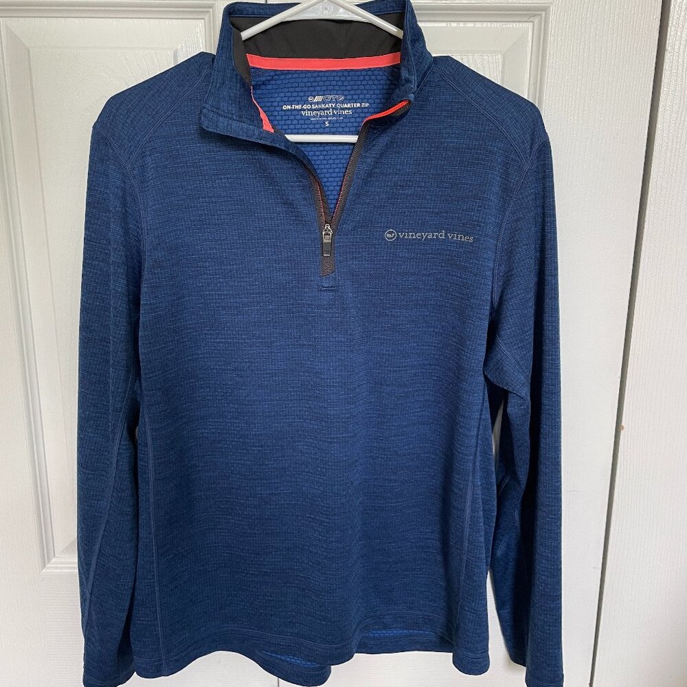 Vineyard Vines men's blue Sankatay quarter-zip, size small